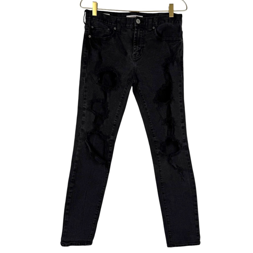 Pacsun Distressed Black Wash Skinny Jeans Ripped Holes‎ Denim 29x30 357